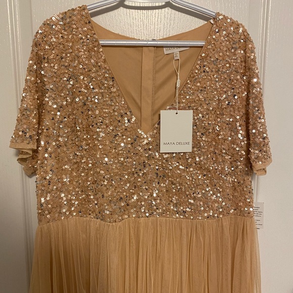 Maya Deluxe - Sequin Formal Dress - Coral/Creamsicle - Size 18 - Picture 2 of 12